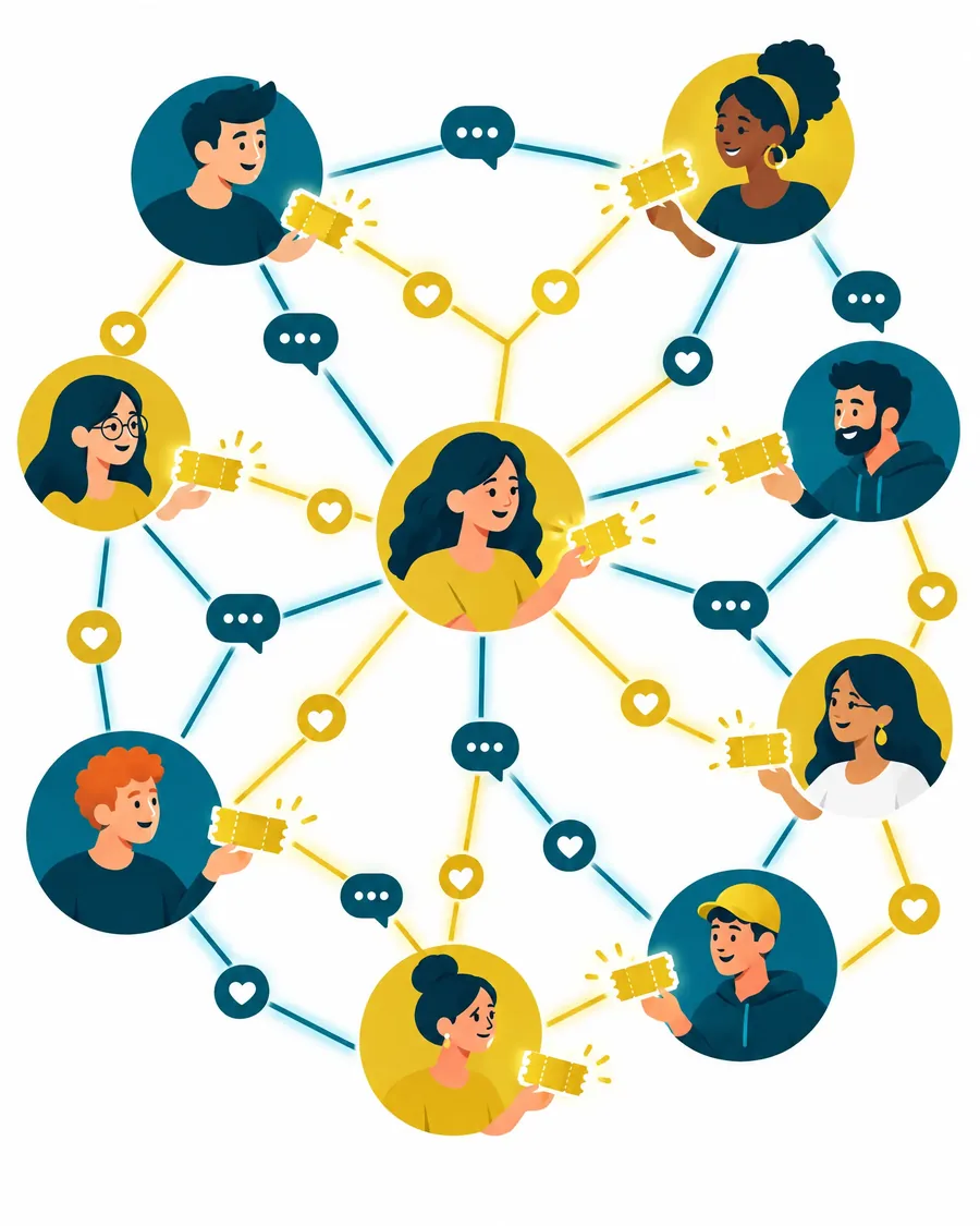 Coupons shared across a network of friends on social media